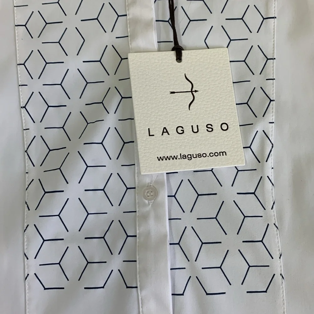 LAGUSO White Equestrian Show Shirt Small Long Sleeve Geometric Panel NWT - Picture 2 of 5